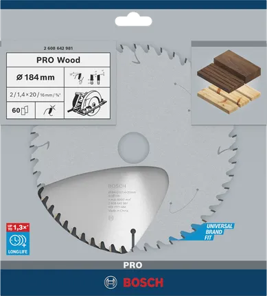 <!-- language missing --> Bosch PRO Wood 184 毫米圓鋸片。